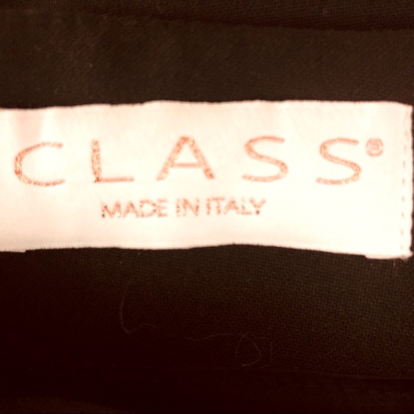 Italy CLASS  Skirt Front Slit Black slight A-line waist 30" sash belt classic pc - Picture 3 of 4